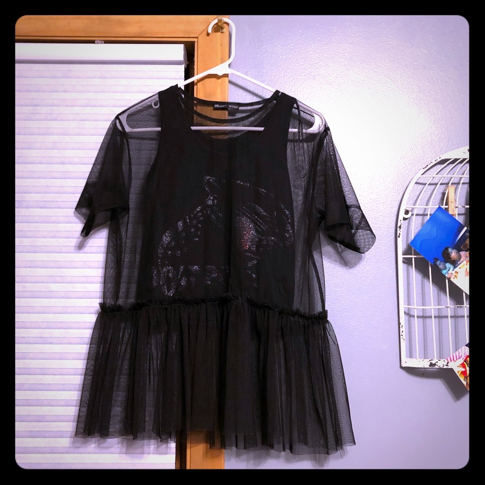 Zara embellished lion under sheer top!